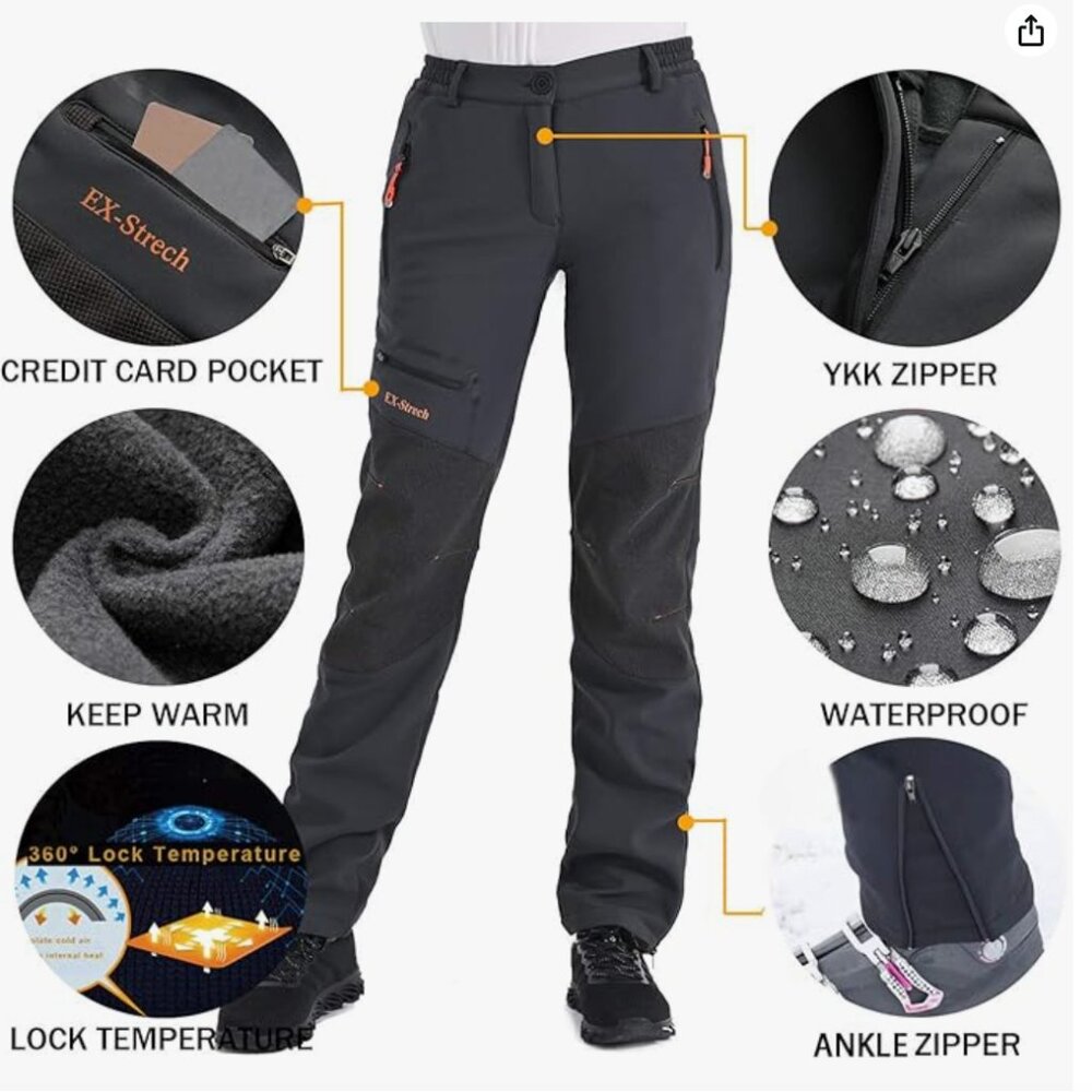 Postropaky women’s outdoor insulated, waterproof, softshell pants
